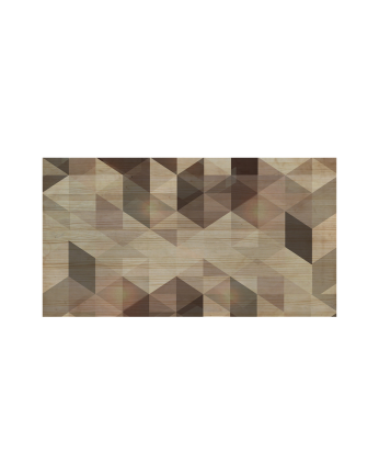 Massivholzkopfteil mit 'Braunem geometrischem Muster' im Naturton in verschiedenen Größen gedruckt.