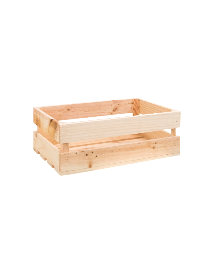 Caja de madera maciza en tono natural mediana