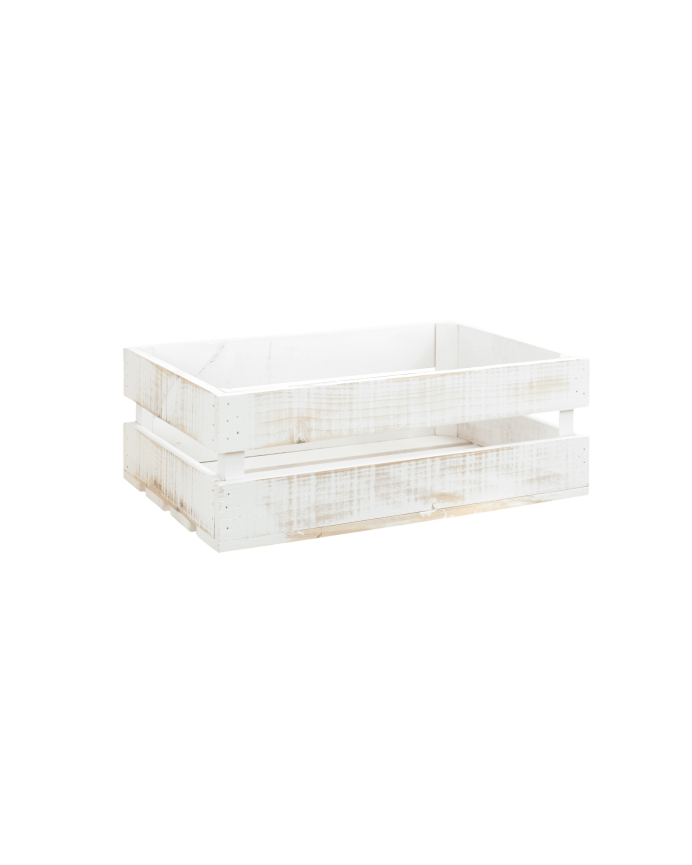 Caja de madera maciza decapada mediana