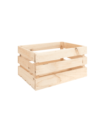 Massive Massivholzkiste in natürlicher großer Holztönung.
