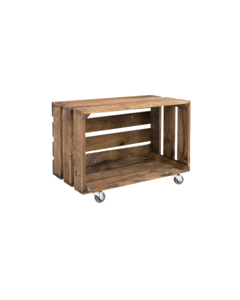 Caja grande de madera maciza en tono roble oscuro con Ruedas Horizontal 49x25,5x30,5cm