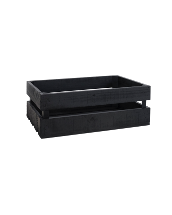 Caja mediana de madera maciza tono negro 49x30,5x17,5cm