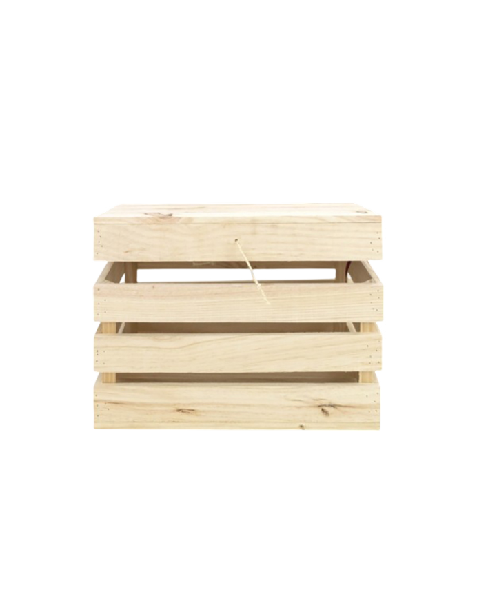 Baúl de madera maciza en tono natural de 39x33x30,5cm