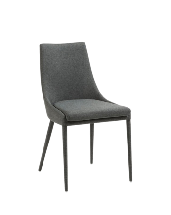 Dunkelgraue gepolsterte Stühle von 87x51cm.