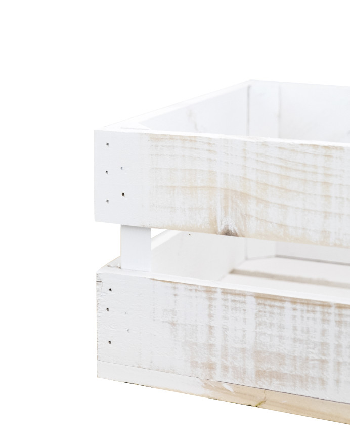 Caja de madera maciza decapada mediana