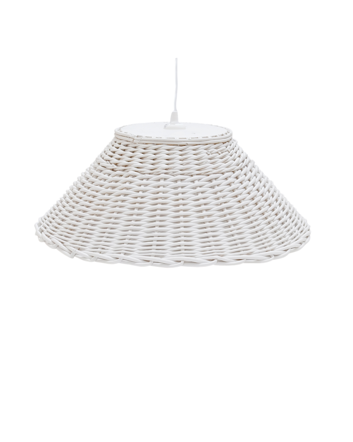 Weiße Deckenlampe aus natürlicher Weide in verschiedenen Größen hergestellt.