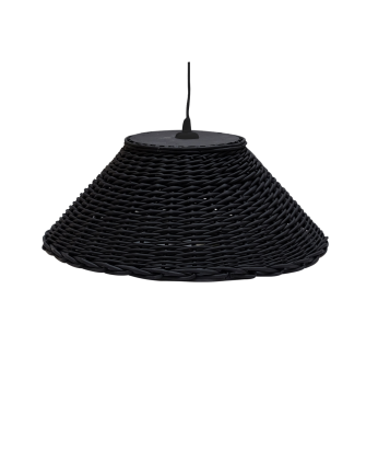 Schwarze Deckenlampe aus Naturweide in verschiedenen Größen hergestellt.