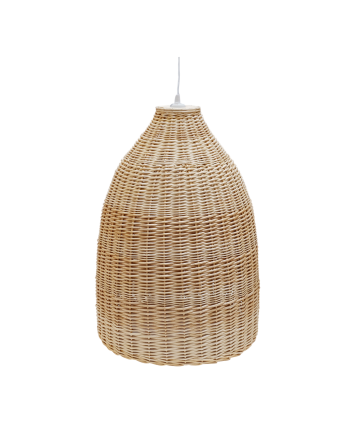 Deckenlampe aus naturfarbenem Weidenkorb, 65x45cm.