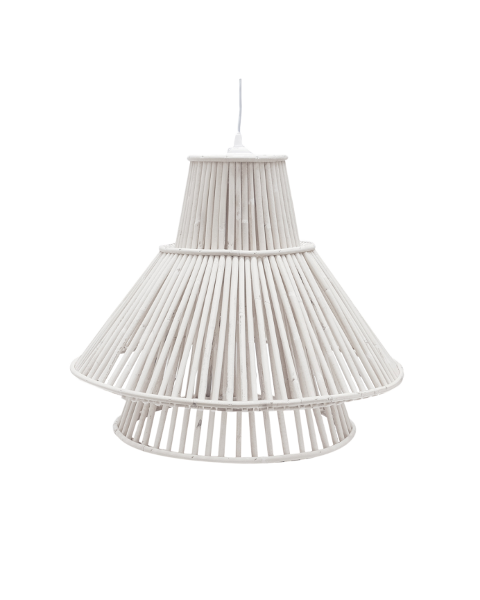 Deckenlampe aus weißem Rattan, 47x58cm.