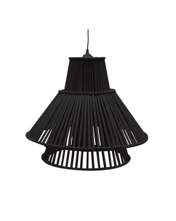 Schwarzer 47x58cm-Rattan-Deckenleuchter.