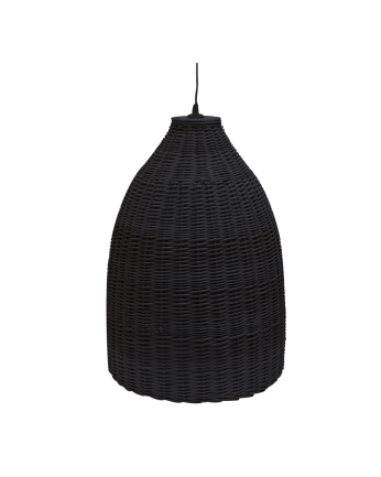 Deckenleuchte aus schwarzer Rattanlampe, 65x45cm.