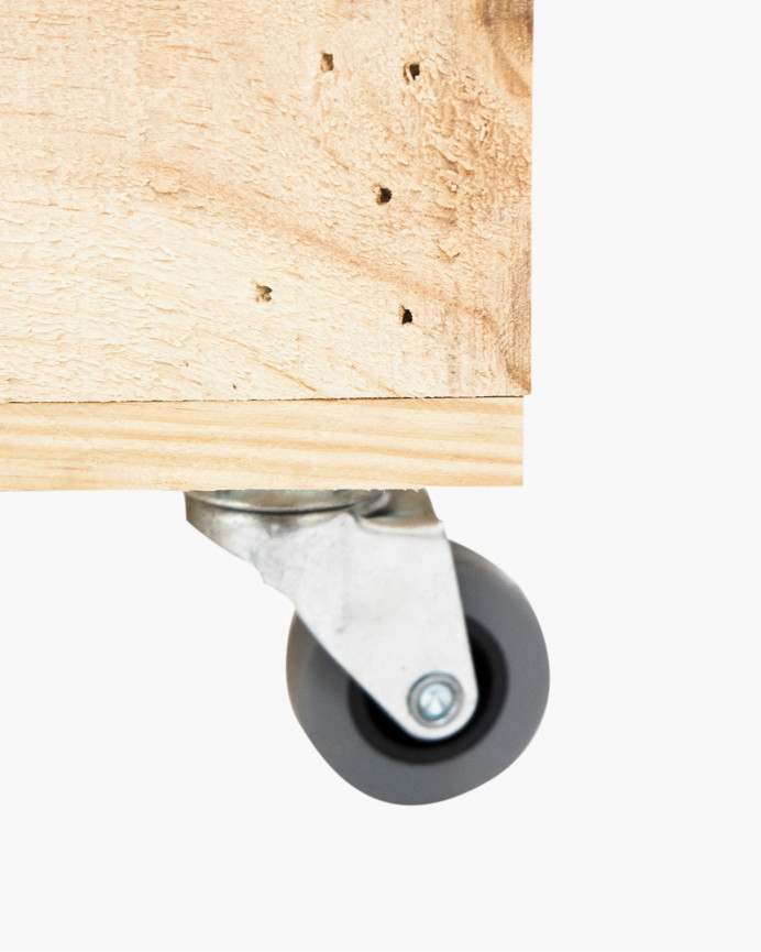 Caja grande de madera maciza en tono natural con Ruedas 49x30,5x25,5 cm