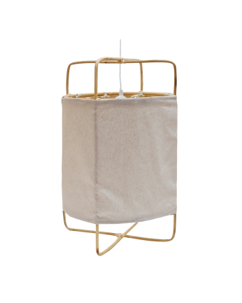 Deckenlampe mit Bambusstruktur und natürlicher Stoff- und Leinwandlampe von 60x40cm.