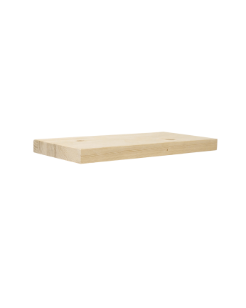Nachttisch aus massivem Holz in natürlicher Farbe, schwimmend, 45 cm breit.