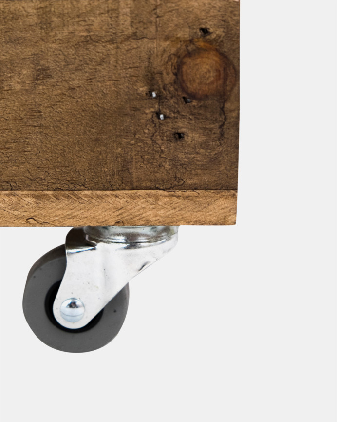 Caja grande de madera maciza en tono roble oscuro con Ruedas 30,5x25,5x49 cm