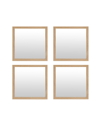 "Set von 4 quadratischen Wandspiegeln aus naturfarbenem Holz im Maß 30x30cm"