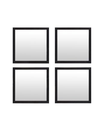 4er-Set Spiegel Quadratische Wandregale aus Holz, 30x30cm