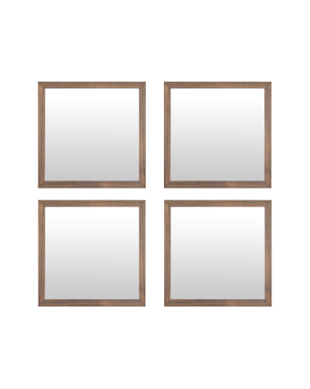 4er-Set Spiegel Quadratische Wandregale aus Holz, 30x30cm