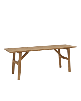 Massive Holzhocker in dunklem Eichenfarbton, 120x45cm.