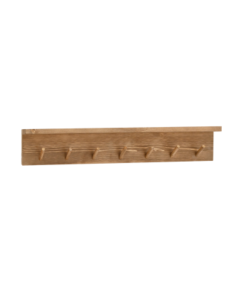 Massiver Eichenholz-Wandhaken in dunklem Eichenholzton, 61x10cm.