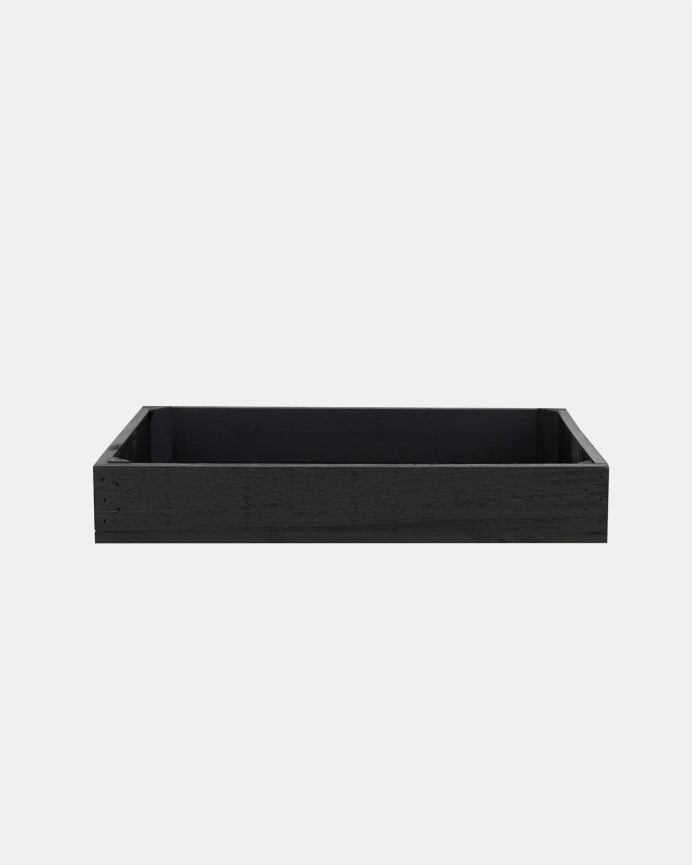 Caja pequeña de madera maciza tono negro 49x30,5x7,5cm