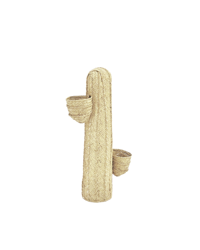 Kaktus aus Esparto mit zwei Blumentöpfen und massiver Holzstruktur in verschiedenen Maßen