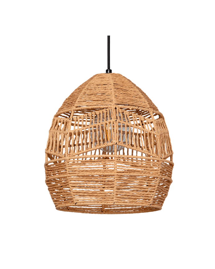 Deckenlampe mit Geflecht aus natürlicher Hanfseil.