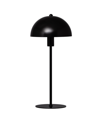 Tischlampe aus schwarzem Aluminium hergestellt.