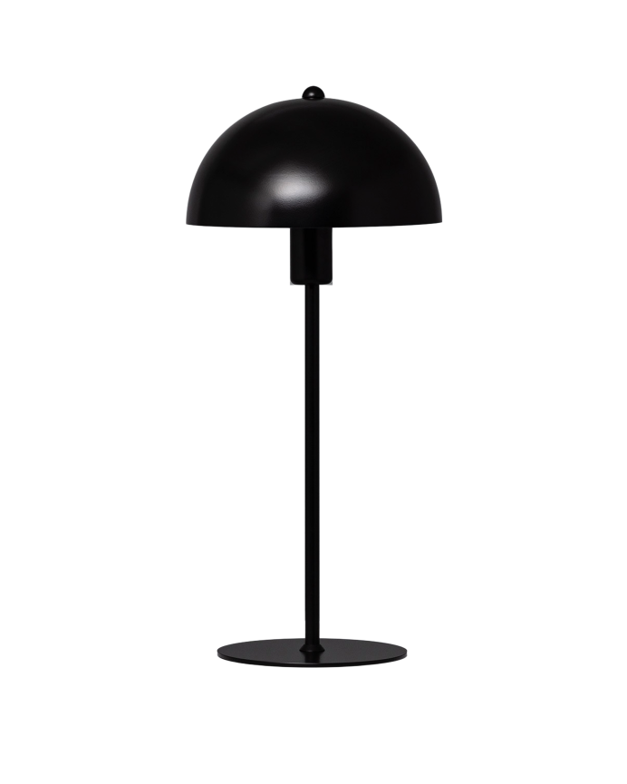Tischlampe aus schwarzem Aluminium hergestellt.