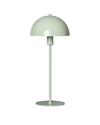 Tischlampe aus grünem Aluminium hergestellt.
