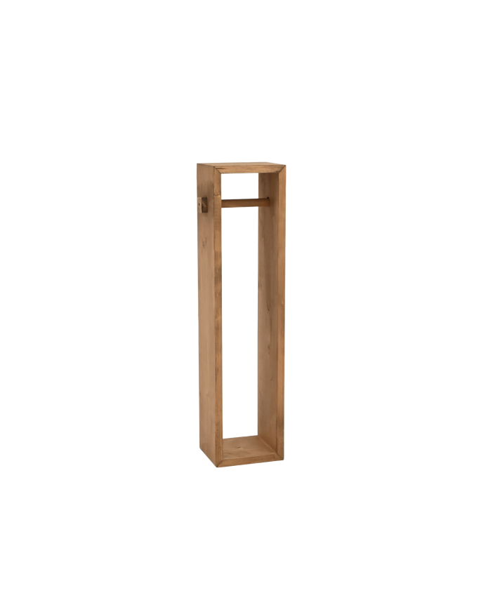 Portarrollos de pie de madera maciza tono roble oscuro de 70x17cm