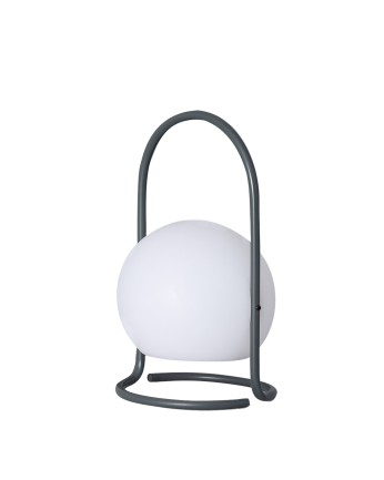 Die tragbare Tischlampe in Grau mit den Maßen 30x17cm.