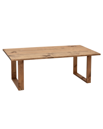 Massiver Eichentisch im dunklen Eichenfinish, 120x60 cm.
