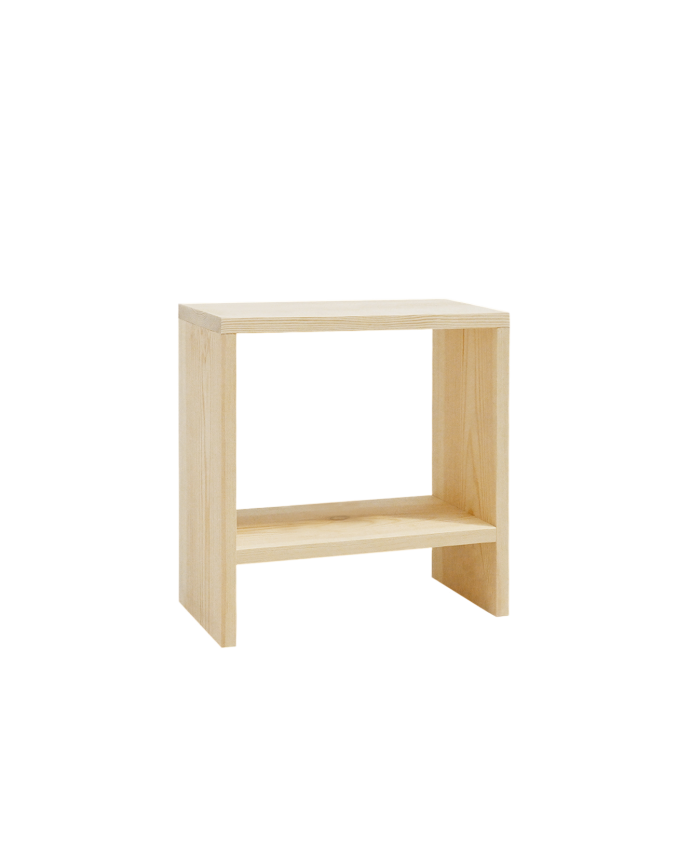 Massivholz-Nachttisch in natürlicher Farbe aus 40x20 cm.
