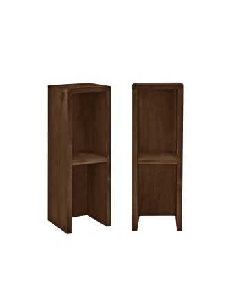 Pack 2 massives Nachttischchen oder Beistelltische aus Massivholz in Nussbaumton 60x20cm.
