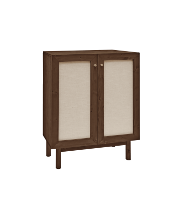 Sideboard aus Fichtenholz und Leinengewebe in Walnussfarben, 100x80 hergestellt.