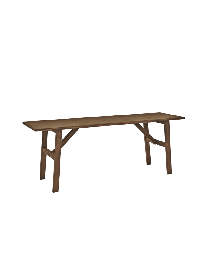 Massivholz-Hocker in Nussbaumton, 120x45cm
