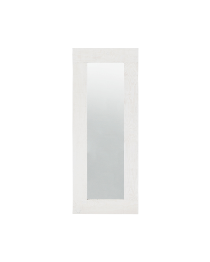Holzoptik-Spiegel in massiver weißer Farbe, 165x65 cm.