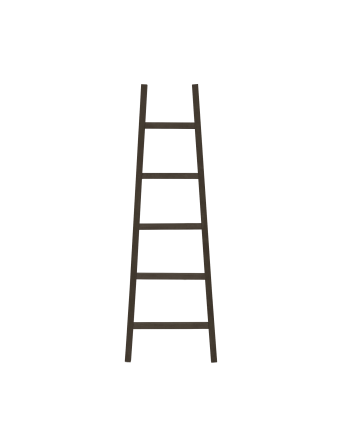 Escalera de madera maciza en tono negro de 150x50cm