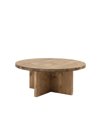 Runder Massivholz-Couchtisch in dunkler Eiche in verschiedenen Größen.