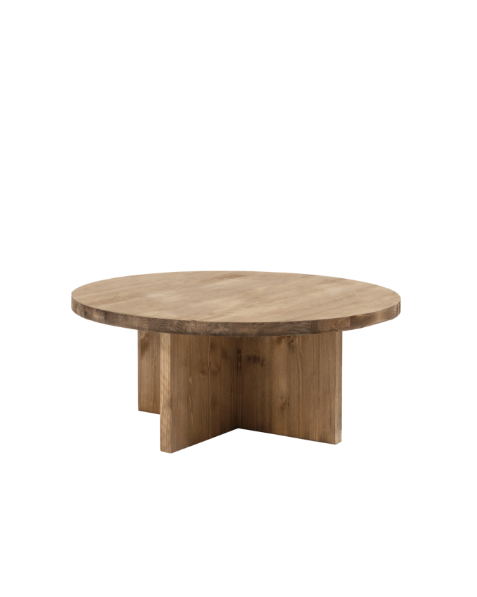 Runder Massivholz-Couchtisch in dunkler Eiche in verschiedenen Größen.