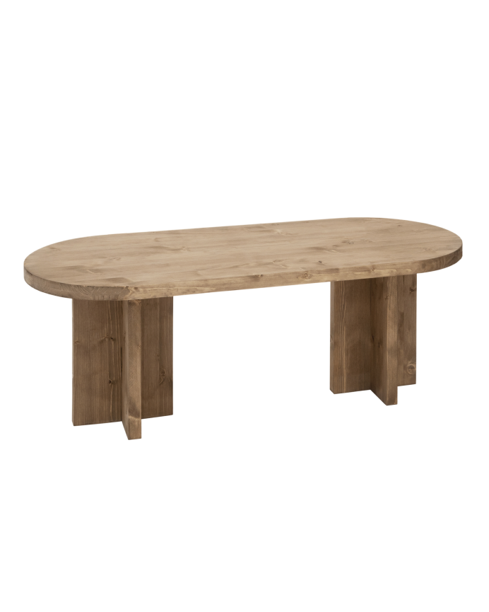 Massiver Holz-Couchtisch in dunklem Eichenholzton von 120x50cm