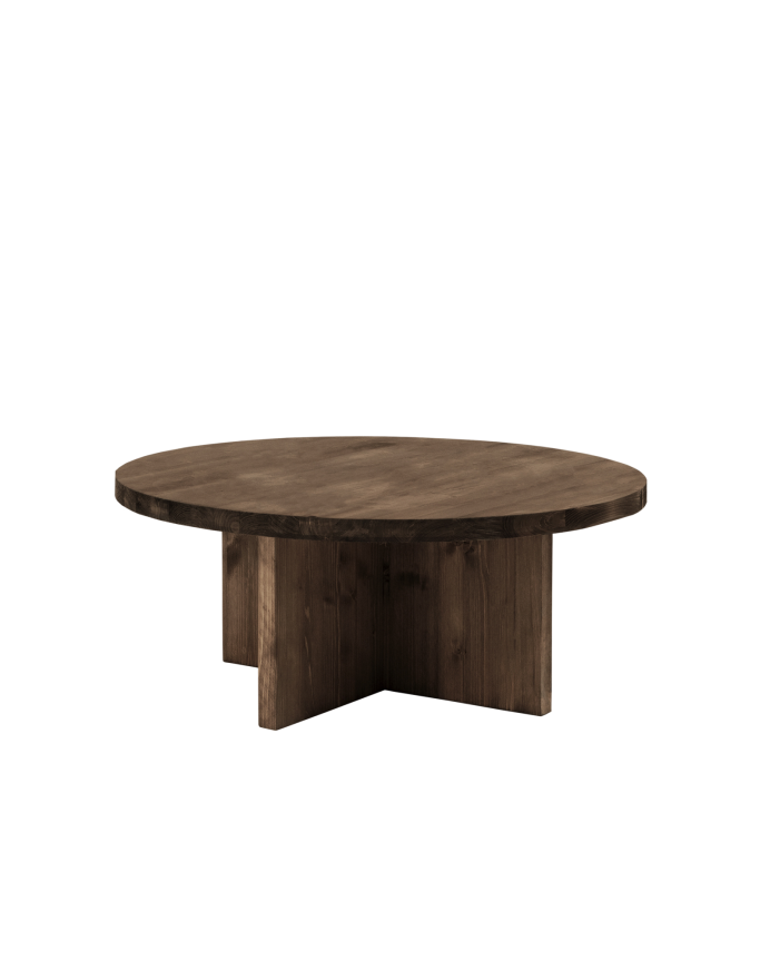 Runder massiver Holz-Couchtisch in Nussbaum-Finish in verschiedenen Größen.