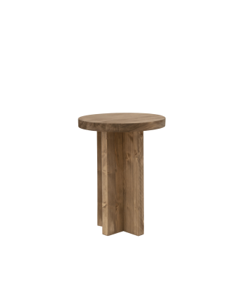 Massiver Hocker aus dunkler Eichenholzfarbe, 45x35cm
