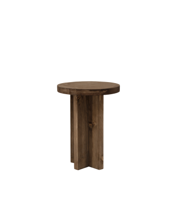 Massiver Holzhocker in Nussbaumfarbe, 45x35cm.