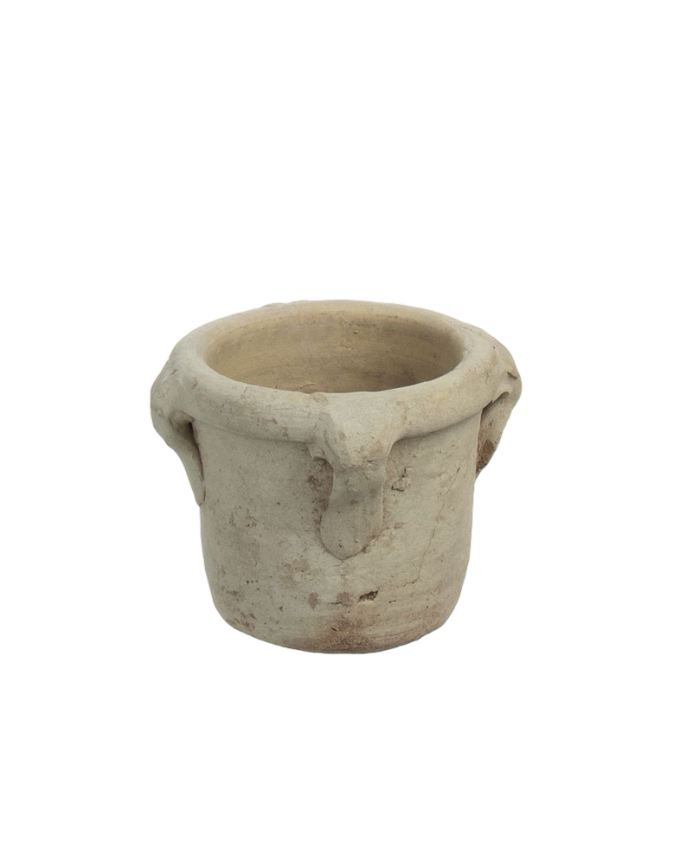 Blumentopf mit Griffen aus natürlicher Tonware, 11x12cm.