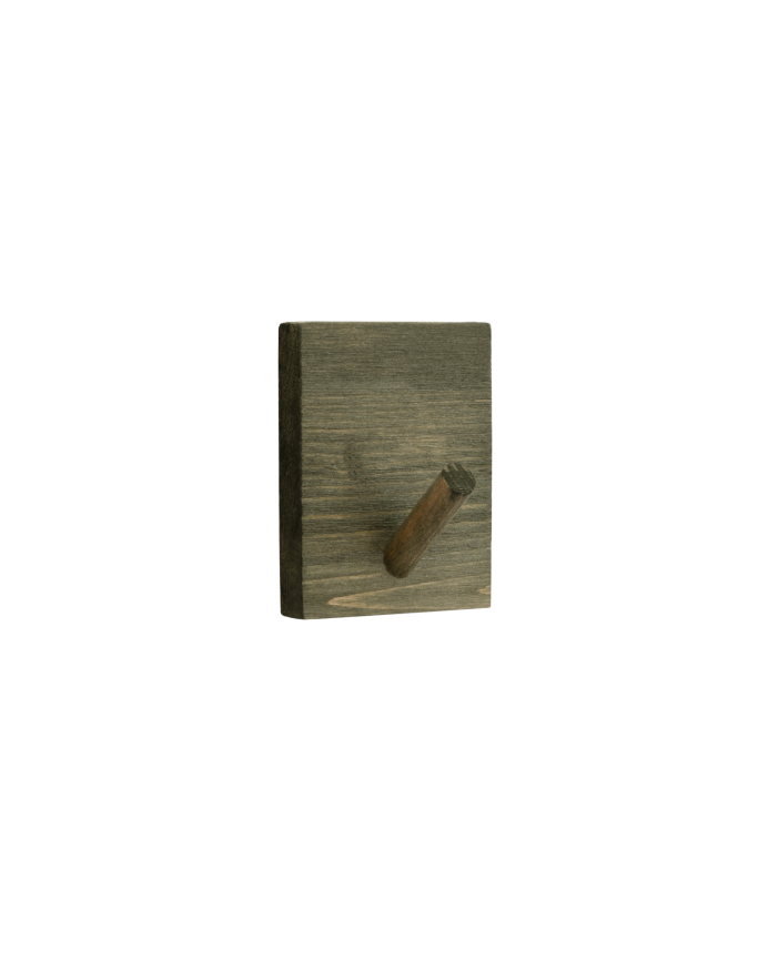 Massiver grüner Wandhaken aus Holz in den Maßen 8x6 cm.