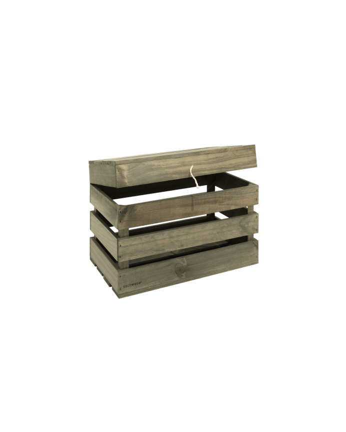 Baúl de madera maciza en tono verde de 39x33x30,5cm