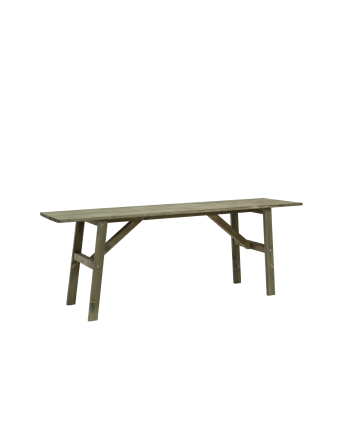 Massive Holzhocker in Grün mit den Maßen 120x45cm.
