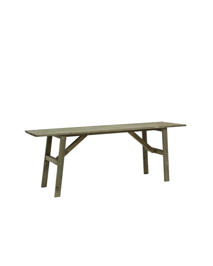Massive Holzhocker in Grün mit den Maßen 120x45cm.